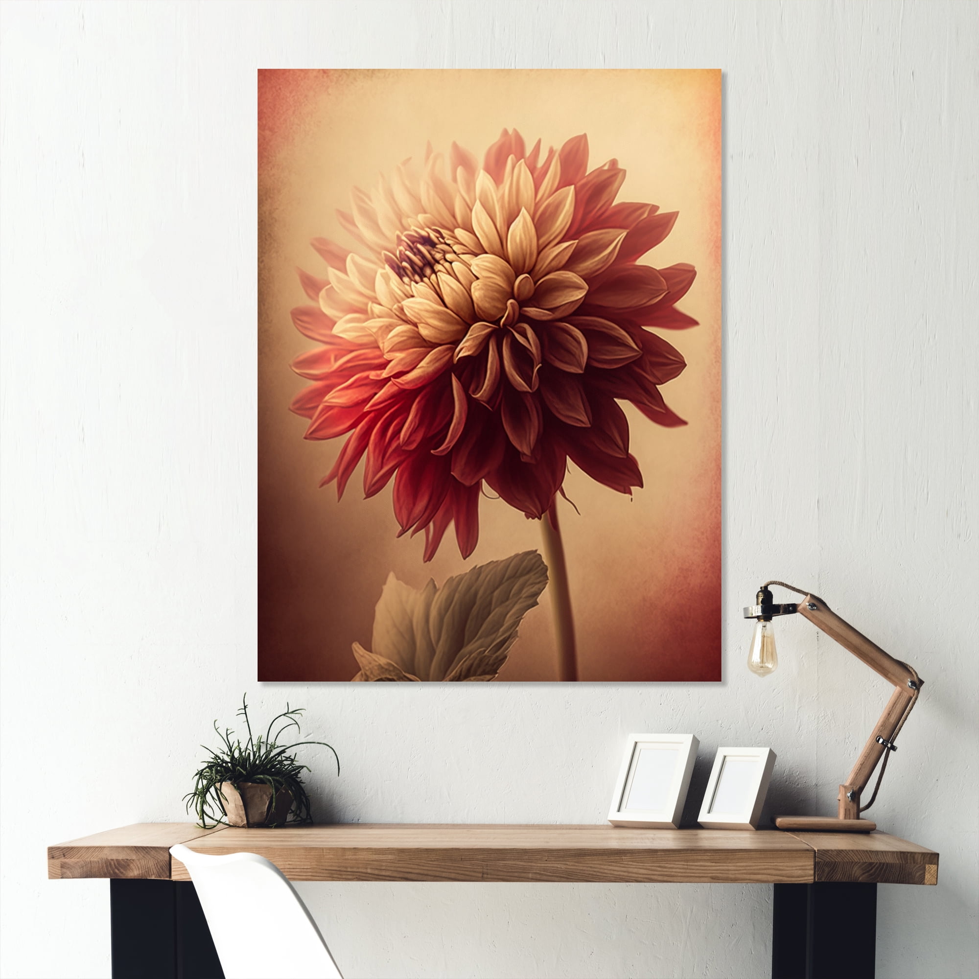Designart Orange Dahlia Flower VI Canvas Wall Art