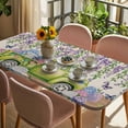thumbnail image 3 of Blue Purple Floral Table Cloths for 6 Foot Rectangle Tables, Spring Vintage Hydrangea Flower Truck Patio Waterproof Elastic Fitted Tablecloths, Washable Rectangular Table Cover for Camping, 3 of 8
