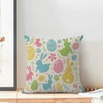 thumbnail image 3 of Easter Pillow Covers 18x18 Inch Set of 2, Colorful Bunny Eggs Throw Pillows Farmhouse Linen Rabbit Spring Decor Pillowcase for Sofa Bedroom Living Room Indoor Outdoor, 3 of 6