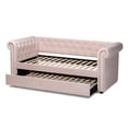 thumbnail image 2 of Baxton Studio Mabelle Light Pink Velvet Upholstered Daybed with Trundle, 2 of 10
