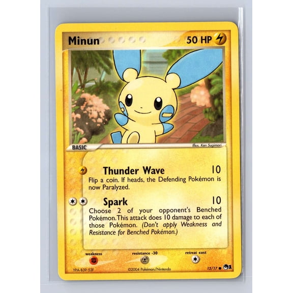 Collectible 2004 Pokemon POP Series 1 Minun #12/17 Lightly Played Excellent English Card