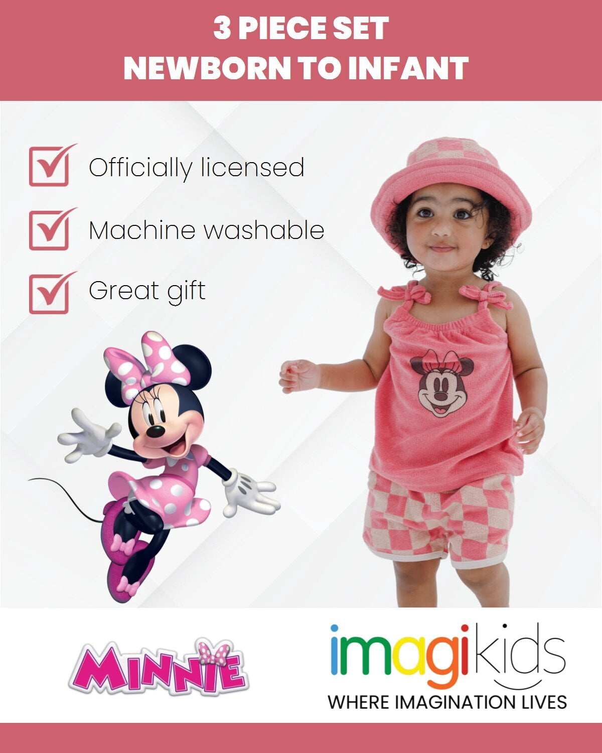 Disney Minnie Mouse Baby Girls' 3-Piece Tank Top and Shorts Set Minnie Mouse Red