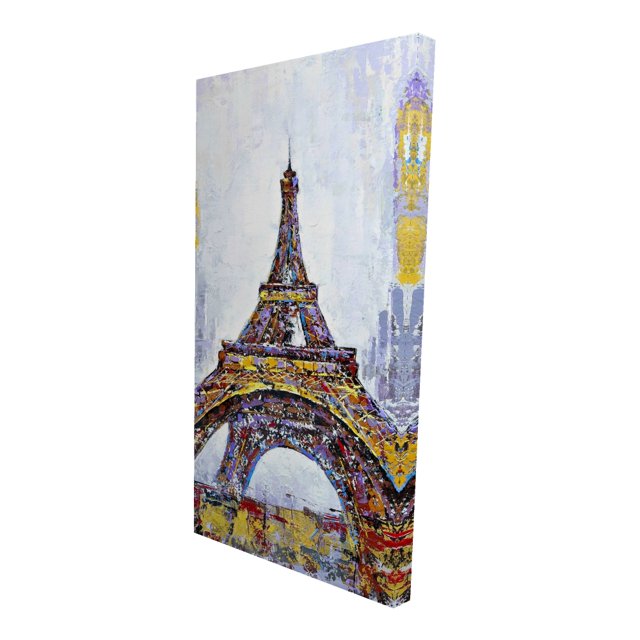 Abstract paint splash eiffel tower - 24"x48" canvas - Print on demand