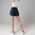 thumbnail image 5 of Women's High Waist Athletic Shorts with Pleated Side Panels and Stretchy Wideband Waist - Small, Navy, 5 of 7