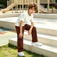 thumbnail image 5 of Gpaecead Boys Straight Leg Casual Pants Elastic Waist Cotton Blend Breathable Trousers With Deep Pockets For Travel Lounge Orange, 5 of 8