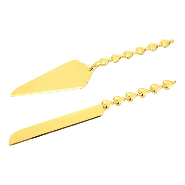 Juego de corte de pastel Uxcell para bodas, juego de cuchillo y servidor de pastel para regalo (Rosa)