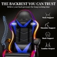 thumbnail image 3 of Czlolo Gaming Chair, Racing Style RGB LED Lights Gaming Chairs for Adults and Kids, Lumbar Massager Gamer Chair, High Back Reclining Computer Chair with Footrest and Headrest (Black/Blue), 3 of 9