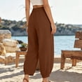 thumbnail image 4 of Womens Wide Leg Pants Drawstring Loose Baggy High Waisted Barrel Pants Summer Lounge Trousers with Pockets, 4 of 5