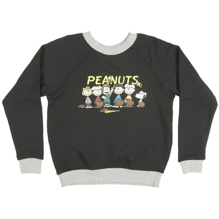 Boys Peanuts Gang Crewneck Sweatshirt French Terry Black Kids