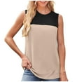 thumbnail image 2 of Summer Tank Tops For Women Plus Size Causal Loose Color Block Crew Neck Sleeveless Workout Athletic Lightweight Pullover Tops Under $7 Black S, 2 of 5