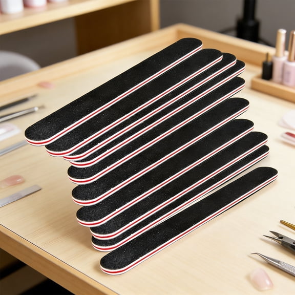 RAGUPEL 2026 New 10Pcs Emery Board Large Area Wide Application Sandpaper Black Sand Red Heart Nail File for Salon for Home,Spa,Salon,Travel,Nail Care