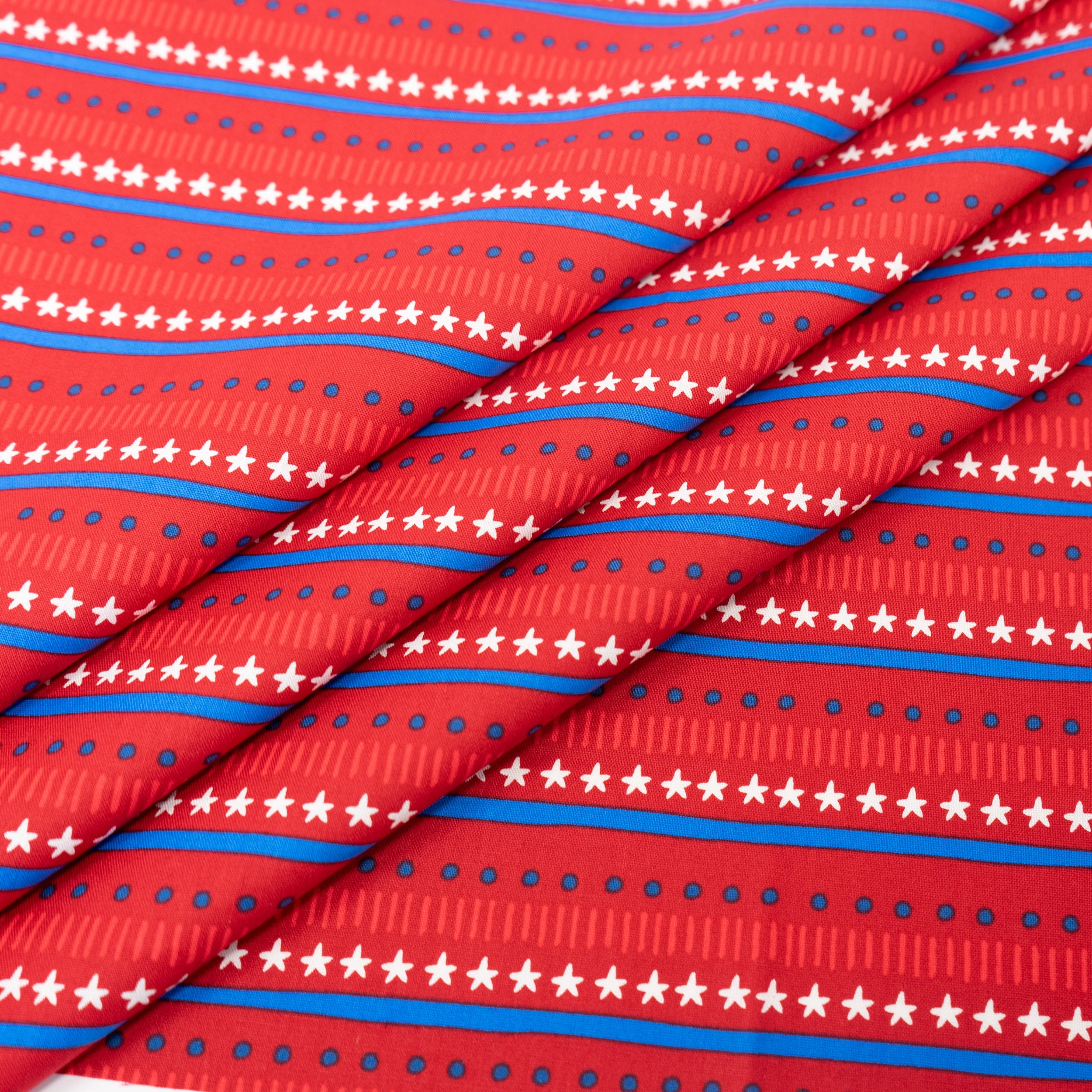 Singer, 100% Cotton, Stars & Dots On Royal Red, Cut by Yard