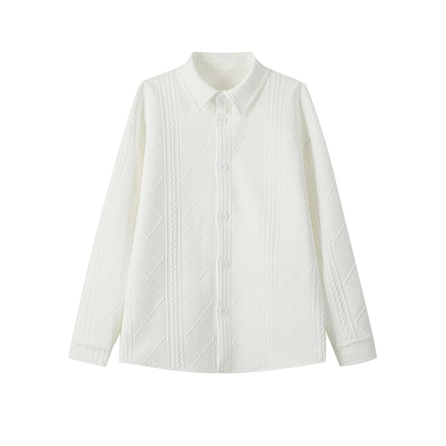 Styesk Chemises pour Hommes Cardigan Uni Ample Décontracté Bouton Manches Longues Col Rabattu Blouse