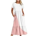 thumbnail image 1 of Pisexur Robe à Manches Courtes Col Rond Mode Femme Imprimé Col Rond Robe Imprimée Blouse Femme, 1 of 4