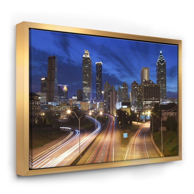 Designart - Atlanta Skyline Twilight Blue Hour - Cityscape Framed Canvas Print