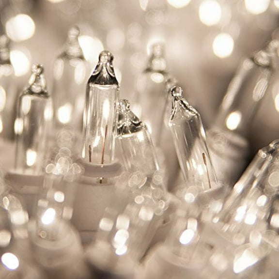 Kringle Traditions White Wire Christmas Lights, Wedding Mini Lights, Home Party Lights - Canopy Outdoor Lights, White Wire Mini Lights (100 Lights, 50.5 Ft, Clear)