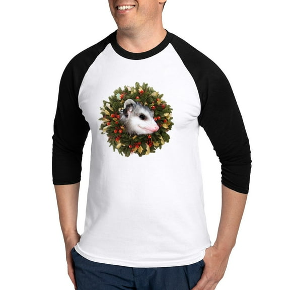CafePress - Possum Wreath Baseball Jersey - Cotton Baseball Jersey, 3/4 Raglan Sleeve Shirt