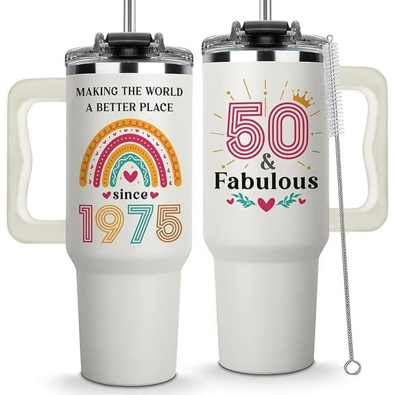 Making The World A Better Place Since 1975 Tumbler 40oz - Ideas for 50th Birthday Gifts for Her Women, 50 and Fabulous Gifts for Women, 50 Year Old Birthday Gifts, 50th Birthday Cups