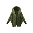 thumbnail image 5 of Women'S Solid Color Long-Sleeved V-Neck Hooded Jacket Casual Loose Plush Buttonless Jacket Army Green XXL, 5 of 7