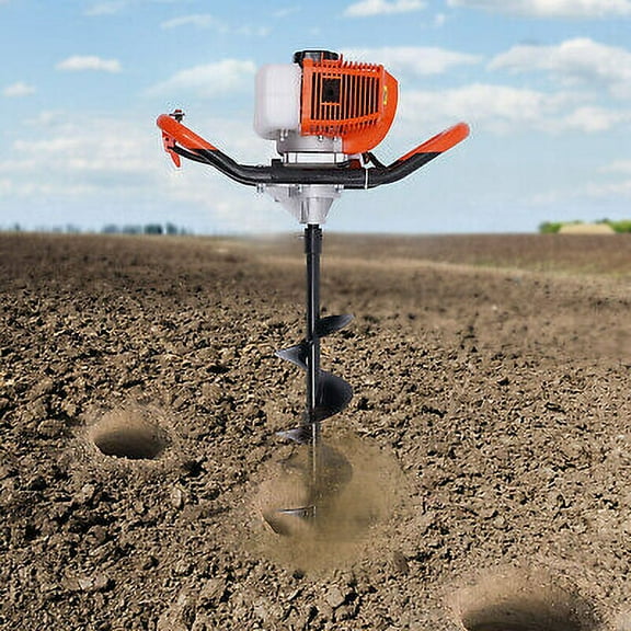 V-Type 52CC 2 Stroke Gas Post Hole Digger One Man Auger EPA Machine Plant Soil Digging Fence withHole Digger Replacement Auger Bits L4" L6" L8" L12"