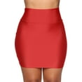 thumbnail image 3 of Clearance! Hontri Skirts for Women Fashion Women Stretch Tight Sexy Skirt Solid High Waist Short Slim Mini Skirts Skirts for Women Red,S, 3 of 10