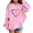 thumbnail image 3 of SonxaHe Big Girls Hoodie Lined Long Sleeve Love Print Athletic Relaxed Hooded Sweatshirts Pink,Sized 7-8, 3 of 3