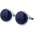 thumbnail image 3 of Juego de gemelos de moda con forma redonda, juego de gemelos creativos con pasador para corbata, regalo de estilo francés con cielo estrellado azul, 1 par, 3 of 4