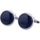 thumbnail image 3 of Juego de gemelos de moda con forma redonda, juego de gemelos creativos con pasador para corbata, regalo de estilo francés con cielo estrellado azul, 1 par, 3 of 4