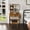 Antique Brown, variant on Modern Small Vanity Desk with 3-Color LED Lighting, 3 Drawers and Open Storage Shelves for Bedroom, Antique Brown