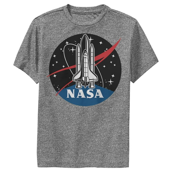Boy's NASA Rocket Logo Performance Graphic Tee Charcoal Heather Large