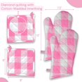 thumbnail image 3 of Softopia Cotton Buffalo Plaid Check Oven Mitts and Pot Holders Set, 100% Cotton, Heat Resistant, 2 Oven Gloves (7x13 Inches) and 2 Hot Pads (8x8 Inches) for Cooking and Baking, Rose Pink White, 3 of 7