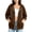 Brown, variant on Oversized Shacket For Women, 3/4 Sleeve Solid Color Jacket With Zipper & Drawstring, Casual Loose Fit Woven Top, Trendy Womens Summer Jacket Yellow M