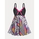 thumbnail image 1 of Tankini de Talla Grande con Estampado de Panel de Malla Rosegal  Camisetas tallas grandes, 1 of 5