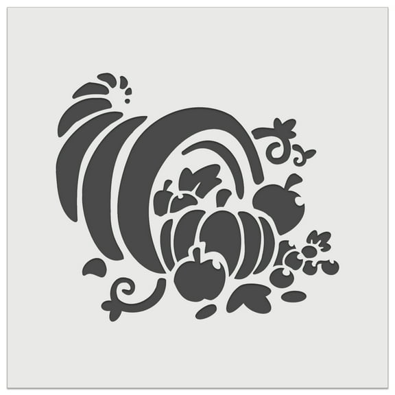 Thanksgiving Holiday Harvest Cornucopia with Apples and Pumpkins DIY Cookie Wall Craft Stencil - 5.5 Inch