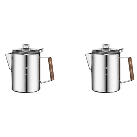 Rollbacks & More 2X Coffee Percolators Stovetop for Camping, Percolator Pot Stainless Steel Maker Camping Outdoors 9 Cup