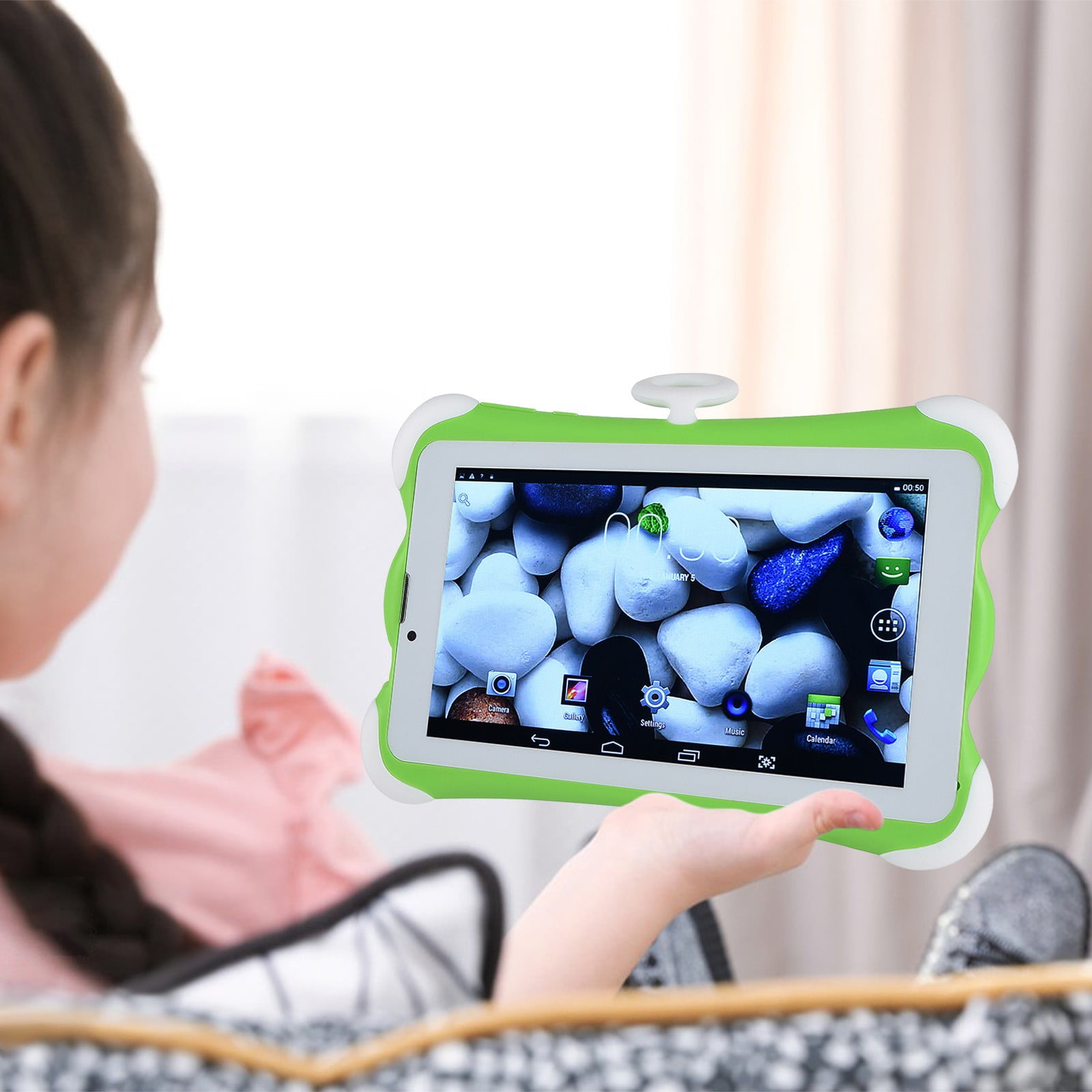 Tablet for Kids, Hwkond Tablet Children's Learning Machine WIFI Bluetooth Android 1G+16G Dual Camera 2800amh Call Gaming 7Inch IPS Display Screen 4 Core Processor,Green