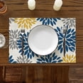 thumbnail image 3 of Sm:)e Navy Blue Dahlia Floral Summer Placemats Set of 4, 12x18 Inch Seasonal Spring Table Mats for Party Kitchen Dining Decoration, 3 of 7
