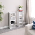 thumbnail image 5 of 8-Layer Adjustable Shelf Ultra-Thin Bookshelf with Wavy Border Design, Tall Narrow Display Bookcase for Home Office, White, 5 of 15
