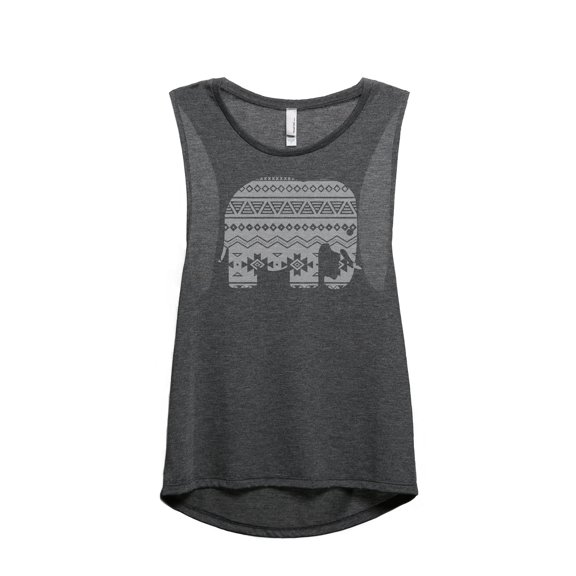 thread tank aztec tribal elephant women's sleeveless muscle tank top charcoal large