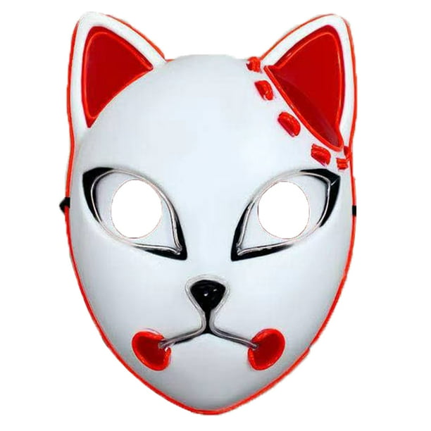 Máscara de zorro luminosa Facial completa Anime japonés Decoración Cosplay Máscaras Accesorios de disfraces Tmvgtek Para estrenar
