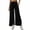 Black, variant on Women's Trendy Wide Leg Pants Solid Elastic Waist Split Hem Casual Long Trousers