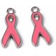 thumbnail image 1 of 20 colgantes de lazo rosa de concientización sobre el cáncer de mama, de aleación esmaltada, en platino., 1 of 4