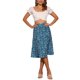 thumbnail image 2 of Faldas Midi Peasant de Mujer INSPIRE CHIC con Cintura Elástica A-Line con Estampado Floral Ditsy en Azul Lago Talla XS, 2 of 6