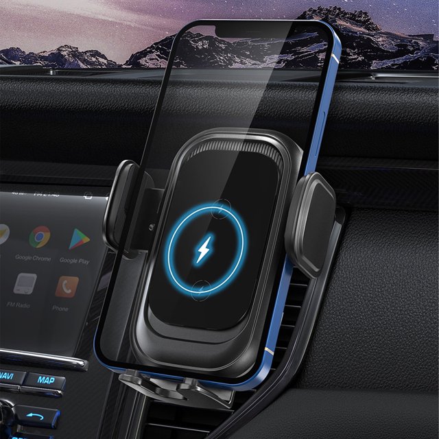 Cargador inalámbrico para coche, fácil de usar, carga inalámbrica MÁX. 15 W + soporte de ventilación para smartphones.