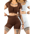 thumbnail image 1 of Set De Dos Conjunto Deportivo Unitalla Casual Mujer Short y Blusa Stretch Comodidad y Estilo, 1 of 5