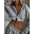 thumbnail image 4 of Conjunto Deportivo Informal de 2 Piezas para Mujer, Sudadera con Capucha y Pantalón Deportivo, Ideal para Viajes, Aeropuertos y Estar en Casa. Gris L, 4 of 9