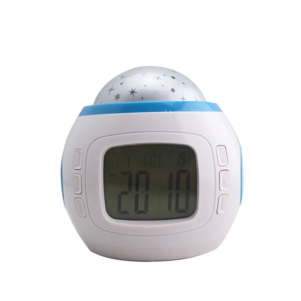 Colorido Estrella Cielo Proyección Música Reloj Digital Led Luz De Noche Termómetro Reloj Despertador Para Niños Dormitorio De Bebé Scienceny HA020851-00