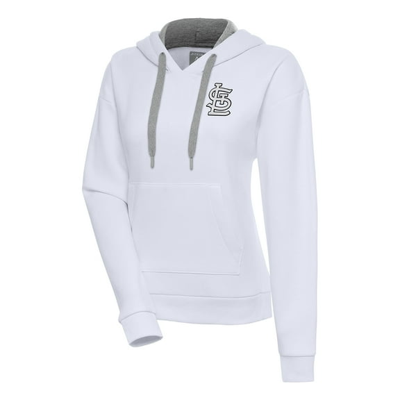 Women's Antigua  White St. Louis Cardinals Brushed Metallic Victory Pullover Hoodie