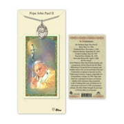 Pewter Blessed Pope John Paul II on a 24 inch Curb Chain with a Prayer to St Anthony Prayer Card