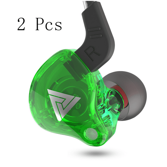2PCS Earbud Headphones with Microphone, QKZ AK6 Universal 3.5mm Sports in-Ear HiFi Sound Earphones for Phones Tablet Green